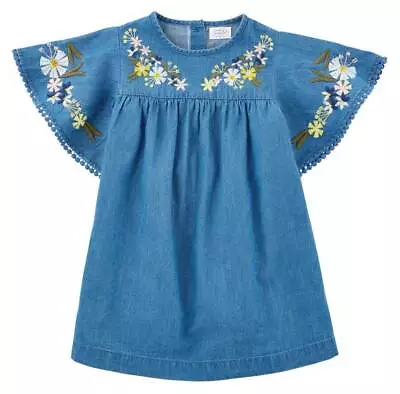 Mud Pie Le Jardin Embroidered Chambray Dress  12-18M 24M/2T 3T 4T 5T • $28.12