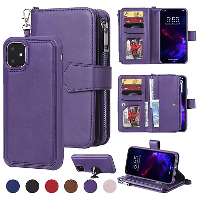 $22.79 • Buy Removable Zipper Leather Flip Wallet Case For IPhone 14 13 12 11 Pro Max XS XR 8