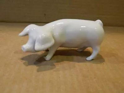 Royal Dux Bohemia Porcelain 4 1/2  White Pig Figurine Vintage • $6.99