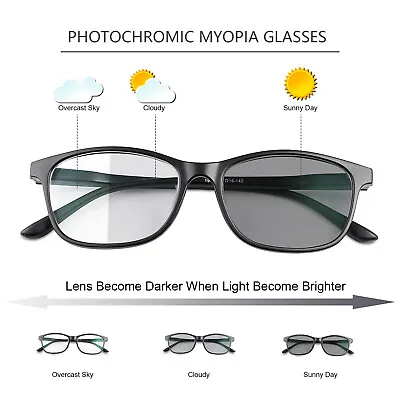 Nearsighted Distance Reading Glasses Myopia Shortsighted Photochromic Sunglasses • $24.68