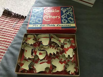 Vintage Cookie Cutters All Metal For All Occasions 1 Missing Total Of 11 1940’s • $6