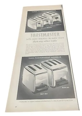 Vintage 1956 Toastmaster Toaster Ephemera  Print Ad 5.5” X 13.5” C.03 • $6.99