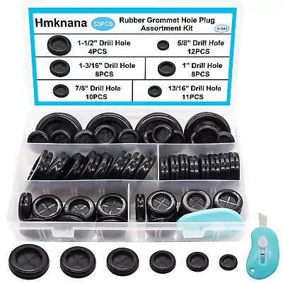 Hmknana 53PCS Rubber Grommets For WiringRubber Grommet Kit In 6 Assorted Drill • $14.49