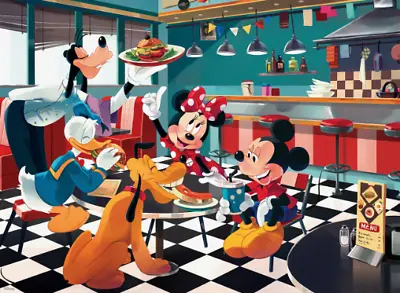 Disney Diner Mickey Minnie Mouse Goofy Donald Ceramic Tile Mural Backsplash • $110