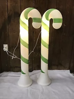 Blow Mold Green Christmas Candy Canes Peppermint New Stock 40” PAIR Lighted • $65