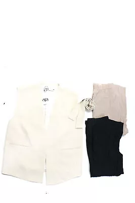 Zara Womens Open Front Tied Waist Vest Pants Beige Black Brown Size M-L L Lot 3 • $42.69