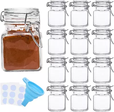 Spice Jars SPANLA 12 Pack 4oz Small Glass Jars With Airtight Hinged Lid Wit... • $41.39