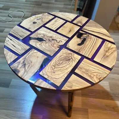 Wooden Blocks Round Dining Table Resin Coffee Table Ocean Table Living • $3919
