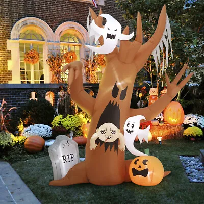 240CM Inflatable Halloween Ghost Tree Pumpkins LED Lights Indoor Outdoor • £35.95