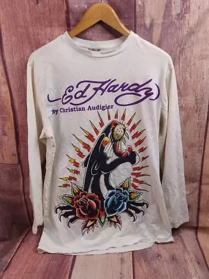 Y2K Ed Hardy By Christian Audigier Long Sleeve Shirt Double Sided Size XL • $35