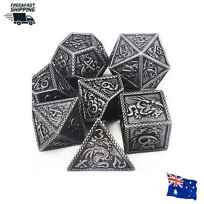 $41.49 • Buy Dnd Metal Dice Dragon Set D&d 7pcs D20 D12 D10 D8 D6 D4 For Dungeons And Dragons