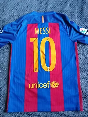 Barcelona Home 2016 Number 10 Shirt Signed Lionel Messi • £205