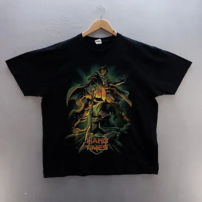 Gildan T Shirt XL Black Graphic Print Hardtimes Anime Manga Cotton Mens • £8.09