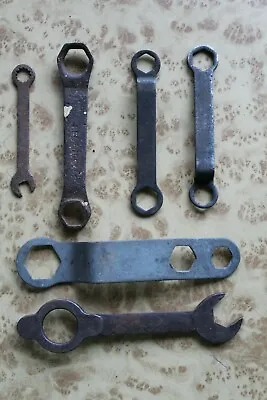 Lot Of 6 Vintage Pressed Steel Ring Spanners Old Machine Tool Retro Sport Bike • $15