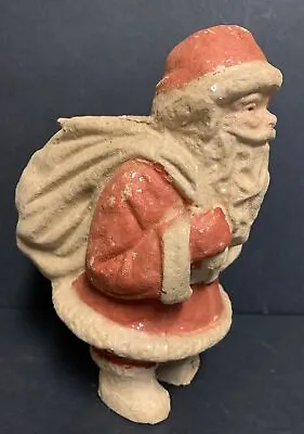 Paper Mache Pulp Santa With Sack Candy Container 8 3/4   Egg Carton Antique Vtg • $59.95