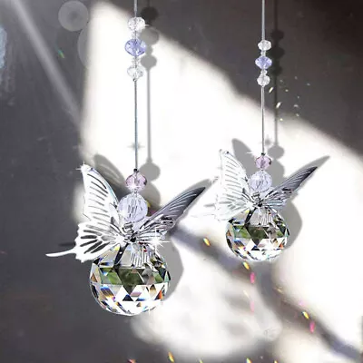 £5.02 • Buy Hanging Sun Catcher Window Butterfly Crystal Ball Rainbow Maker Home Decor Room