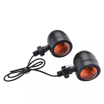 Retro Black Motorcycle Bullet Turn Signal Amber Light Bulb Lamp Indicator • $8.97