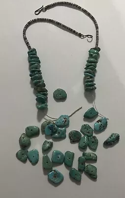 Vintage Turquoise & Heishi Bead Necklace —- (SKU#9) • $19.99