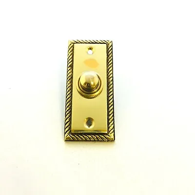 £7.50 • Buy Solid Polished Brass Georgian Door Bell Chime Push Button Press 