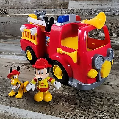 Disney Junior Mickey Mouse & Pluto Fire Engine Truck With Lights & Sounds WORKS • $14.95