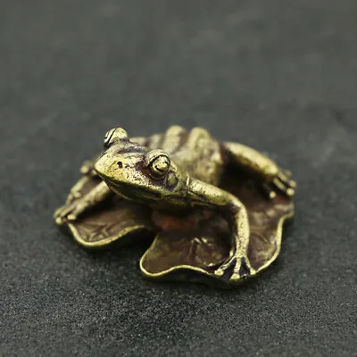 Brass Vintage Frog Figurine Statue Home Office Table Decor Animal Figurines Toy# • $14.49