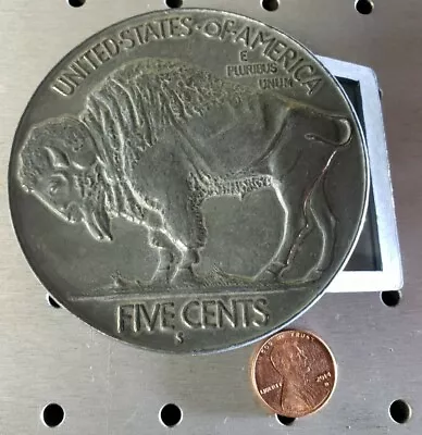 Large Vintage 3” Buffalo Nickel Belt Buckle From 1970s New Old Stock Made In USA • $19.95