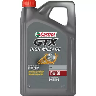 Castrol GTX High Mileage Engine Oil 15W-50 5L 3413802 • $57.76