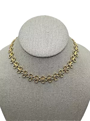 VANESSA MOONEY Choker Necklace Gold Tone Filigree Circles Knotted Link 15  - 19  • $19.95