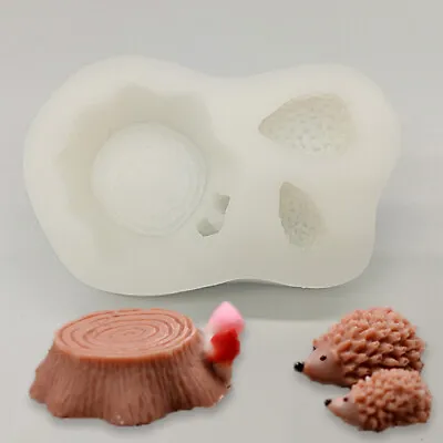 Hedgehog Stump Silicone Fondant Mould Chocolate Cake Topper Sugarcraft Mold DIY • £3.29