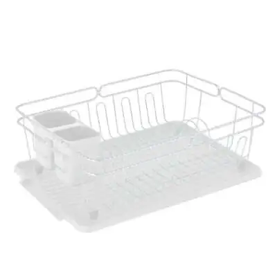 Twisted Chrome 3 Piece Dish Rack In White • $25.49