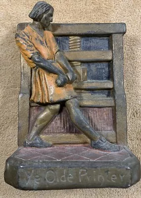 Bronze Bookend “Ye Olde Printer “ J Ruhl Clad • $29.99