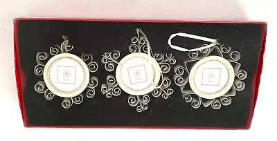 KOHL'S Christmas Mini Photo Frames /Ornaments Set Of 3 Snowflake Frames In Box • $10