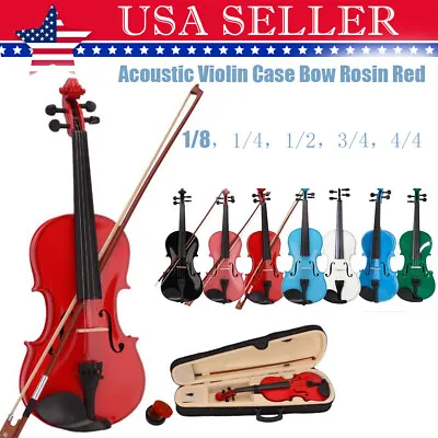4/4 3/4 1/2 1/4 1/8 Natural Color Acoustic Violin Fiddle W/ Case Bow Rosin Gift • $64.85