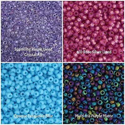 Miyuki 6/0 Seed Beads Rose Turquoise Iris Matte Purple Crystal AB In 10g Bag • £2.50