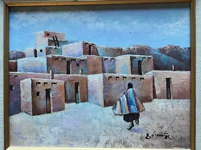 Taos New Mexico Pueblo Oil On Canvas Signed 15 X13  • $225