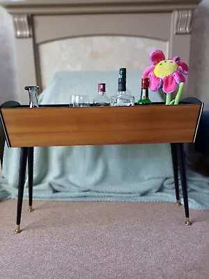 Plant Stand Raised Teak Mid-century  Bottles Bar. On Dansette Legs Restored • £34.99