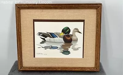 Vintage Artist Richard Sloan 1980 Mallard Ducks Print Signed Matted & Framed • $33.99