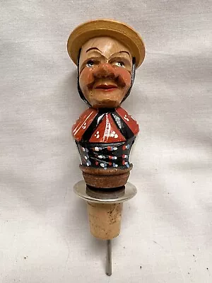 Vintage ANRI WOMAN With PIGTAIL Cork BOTTLE STOPPER • $10.95