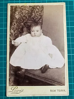 Cabinet Card Baby Resting On Chaise Lounge Lewis New York Photo Antique Victoria • £6.60