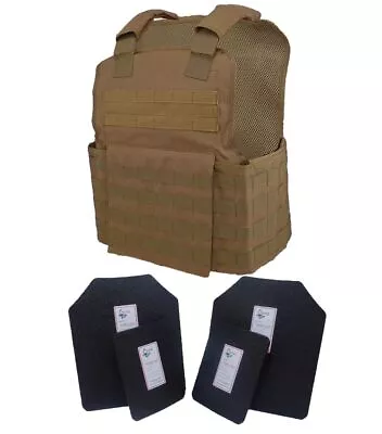 Tactical Scorpion Level III 4 PC AR500 Body Armor Muircat Vest - Coyote Brown • $161.95