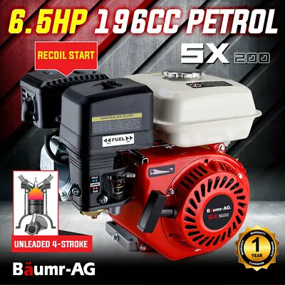 BAUMR-AG 6.5HP Petrol Stationary Engine Motor 4-Stroke OHV Horizontal Shaft Reco • $202