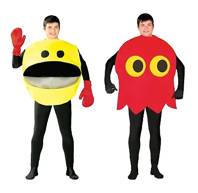 Adult Yellow Ghost 80s 90s Video Game Arcade Fancy Dress Costume Glutton Arcade • £18.99