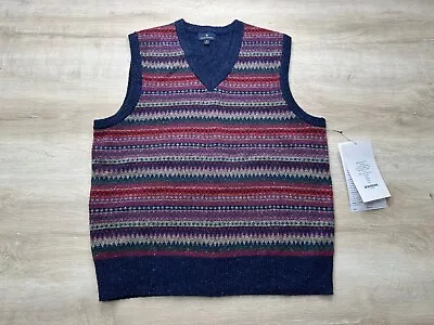 NWT Brooks Brothers Mens Sweater Multicolor M Fair Isle Vest Sleeveless Wool • $44.99