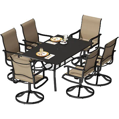 Outdoor Dining Patio Table Furniture Set Swivel Chairs Lawn Garden Yard 7PCS • $787.53