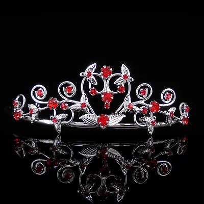 Kids Heart Red Flower Girl Children Wedding Prom Mini Tiara Crown Princess  • $11.30