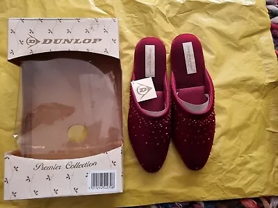 Vintage Dunlop Ladies Velvet Mules Size 5 New With Tags And Box • £26.50