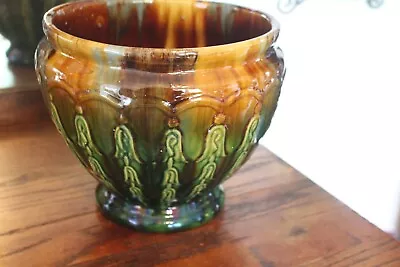 McCoy 1930s Vintage Art Pottery Blended Majolica Bell Flower Jardiniere Planter • $169.99