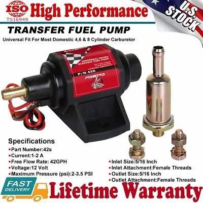 Universal Micro Electric Fuel Pump Low Pressure 42S 12V 2-3.5 PSI 42GPH Gasoline • $24.99