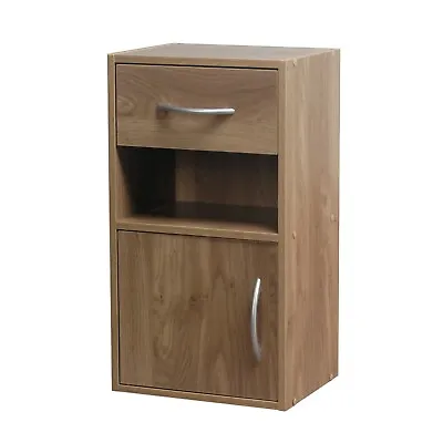 1 Door 1 Drawer Wooden Bedroom Bedside Cabinet Shelf Nightstand Side Table Unit • £23.99