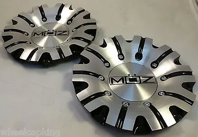 Moz Wheels Silver/Black Metal Custom Wheel Center Caps Set Of 2 # 936 NEW! • $99